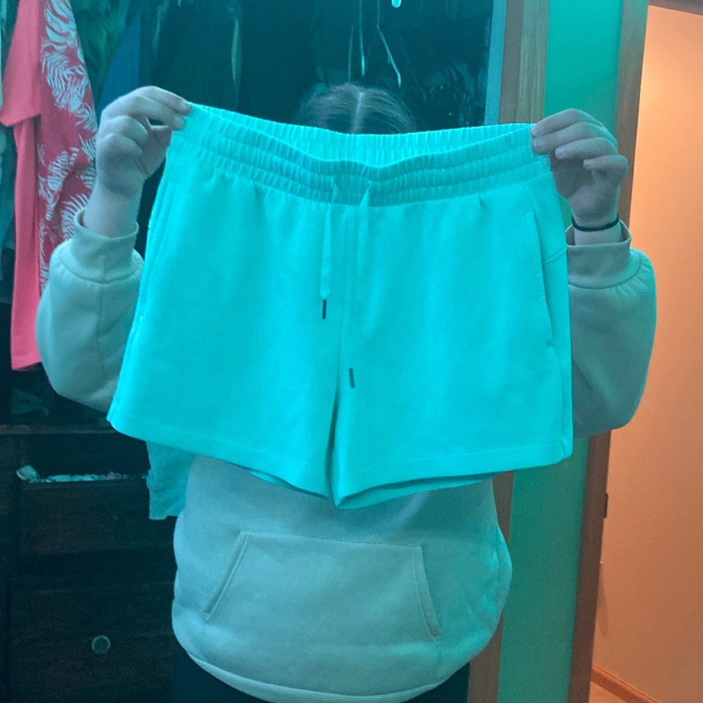 Cream Athletic Shorts with Drawstring Waistband